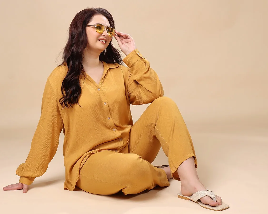 Solid Co-ord Set-Mustard