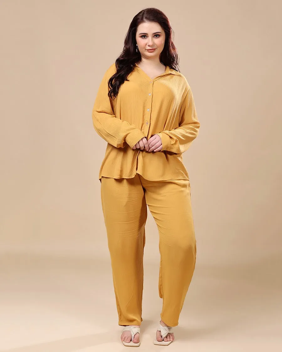 Solid Co-ord Set-Mustard