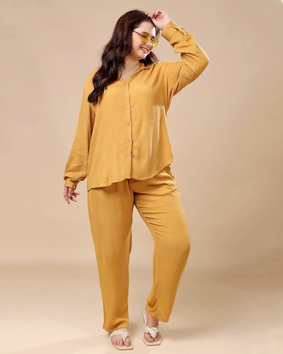Solid Co-ord Set-Mustard
