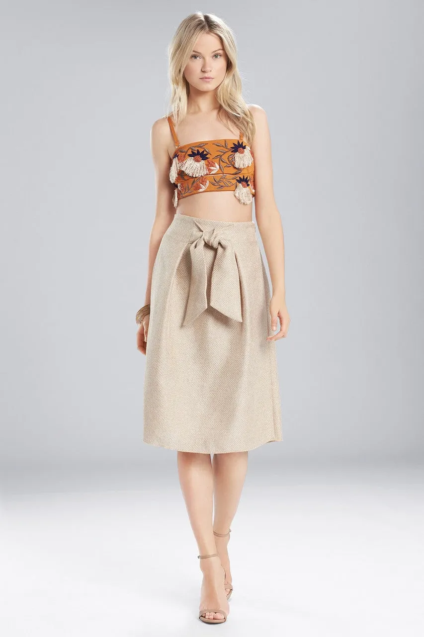 Straw Mixed Media Front Tie Skirt