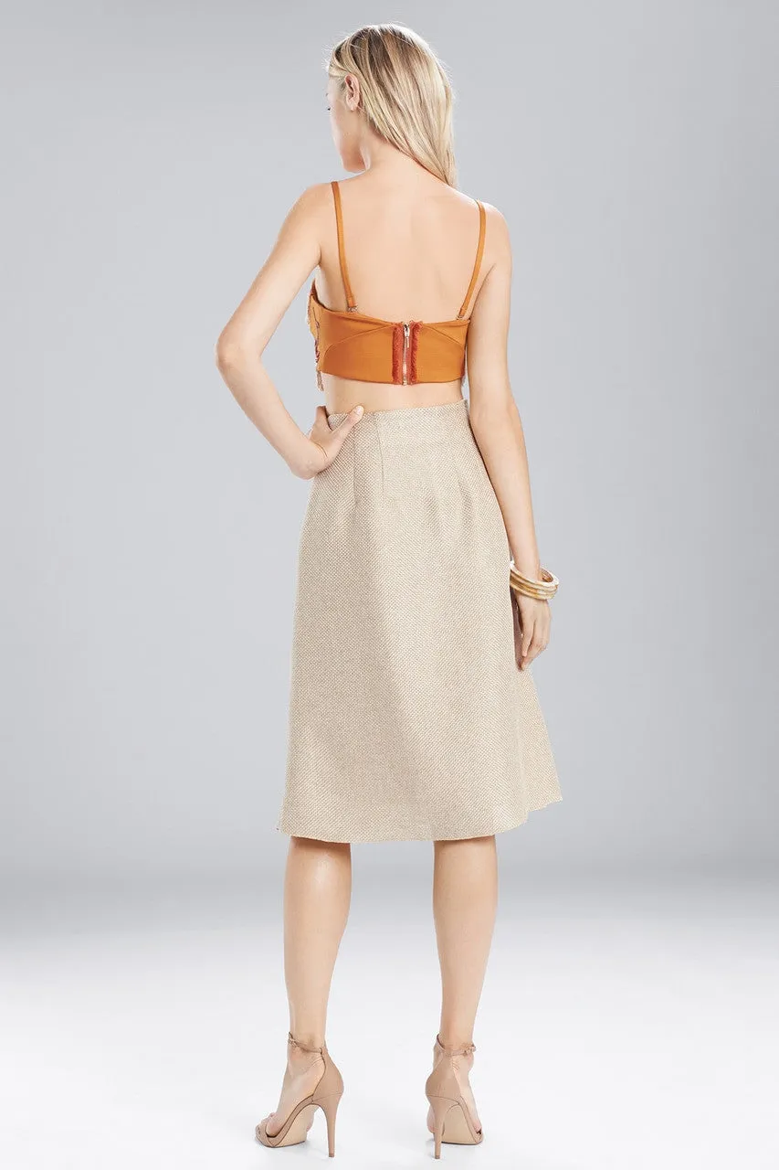 Straw Mixed Media Front Tie Skirt