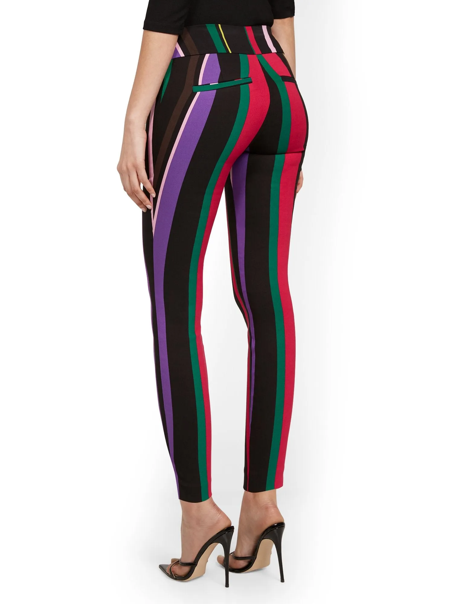 Tall Whitney High-Waisted Pull-On Slim-Leg Ankle Pant - Multi-Stripe