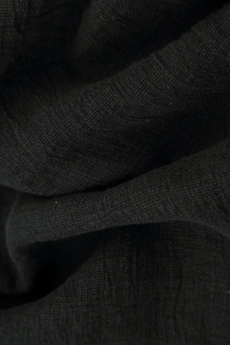 Tapered Black Mélange Linen Trousers