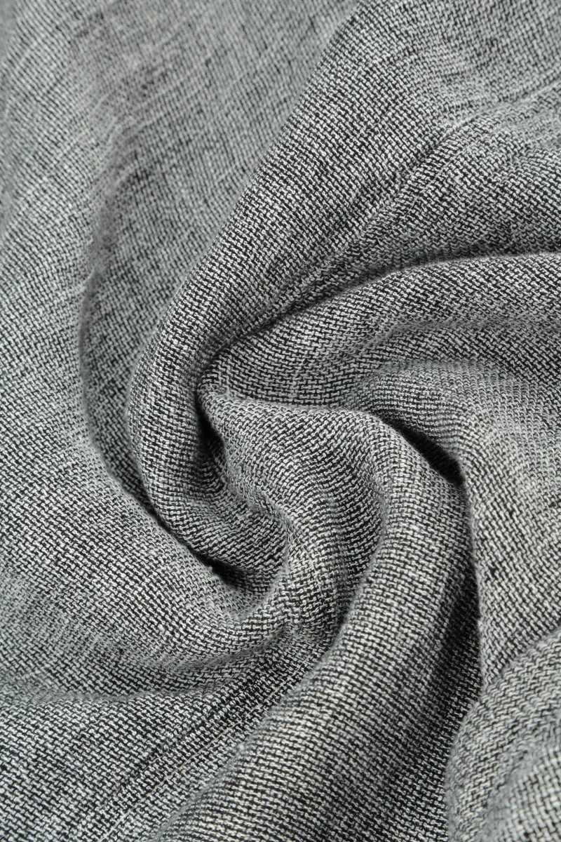 Tapered Grey Mélange Linen Trousers