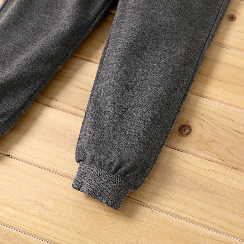Toddler Boy Solid Color Casual Joggers Pants Sporty Sweatpants for Spring and Autumn
