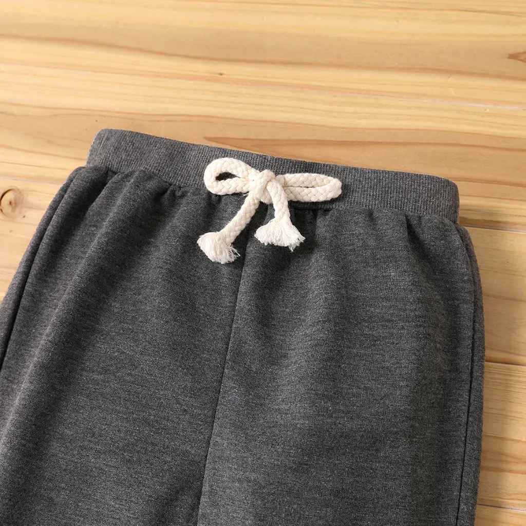 Toddler Boy Solid Color Casual Joggers Pants Sporty Sweatpants for Spring and Autumn