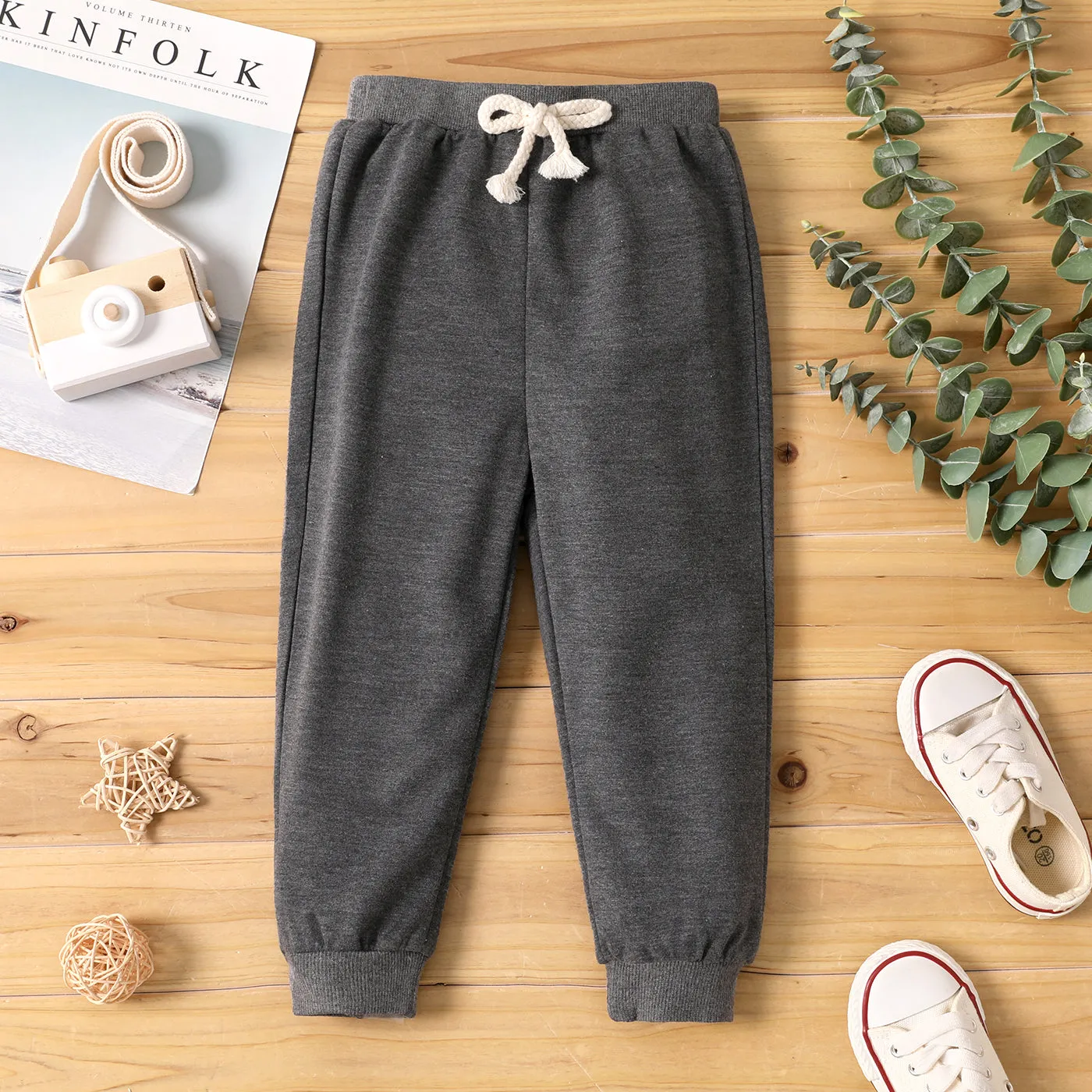 Toddler Boy Solid Color Casual Joggers Pants Sporty Sweatpants for Spring and Autumn