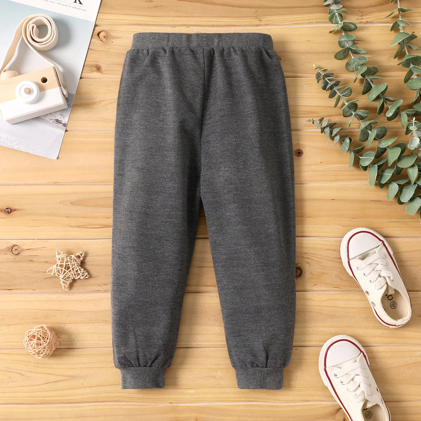 Toddler Boy Solid Color Casual Joggers Pants Sporty Sweatpants for Spring and Autumn
