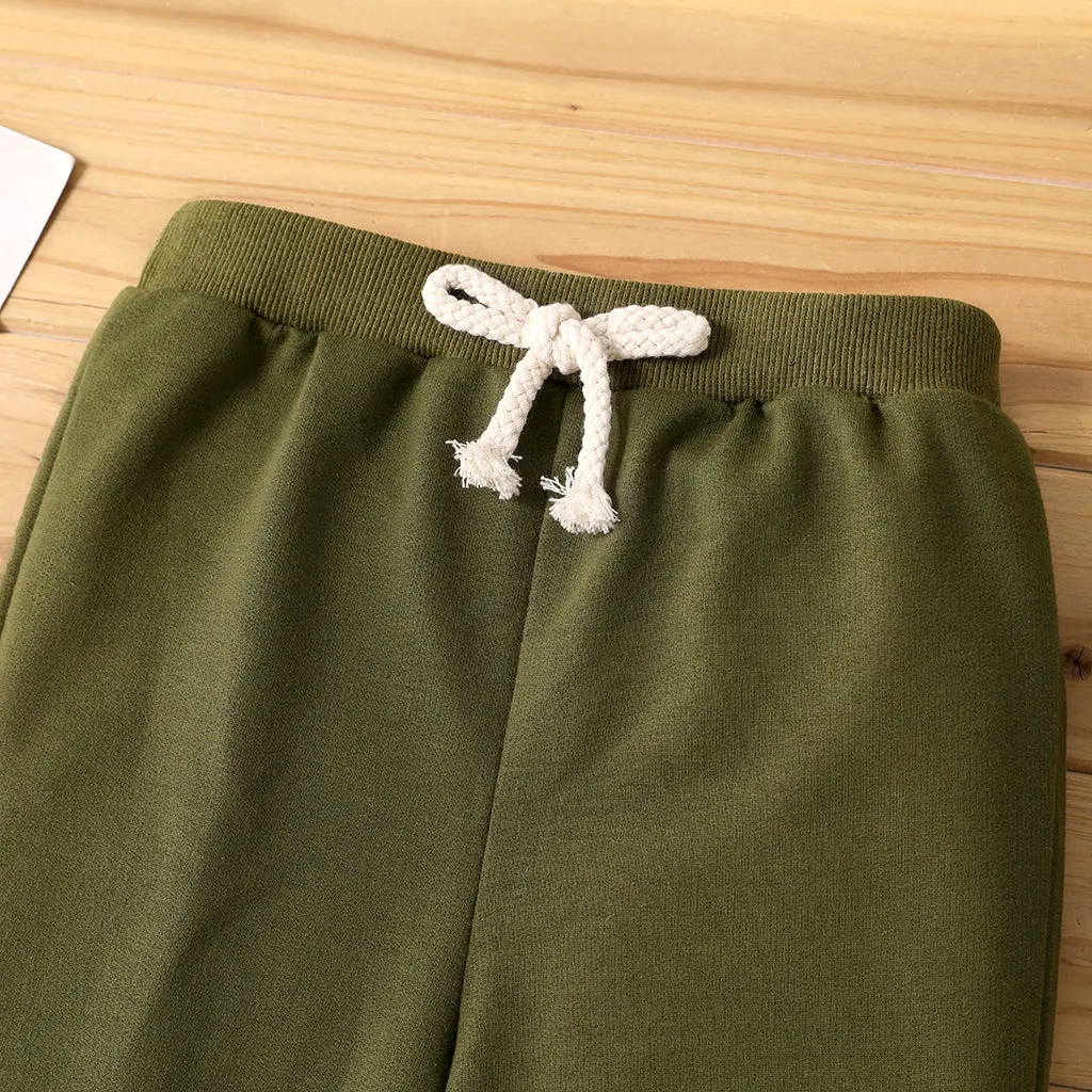 Toddler Boy Solid Color Casual Joggers Pants Sporty Sweatpants for Spring and Autumn