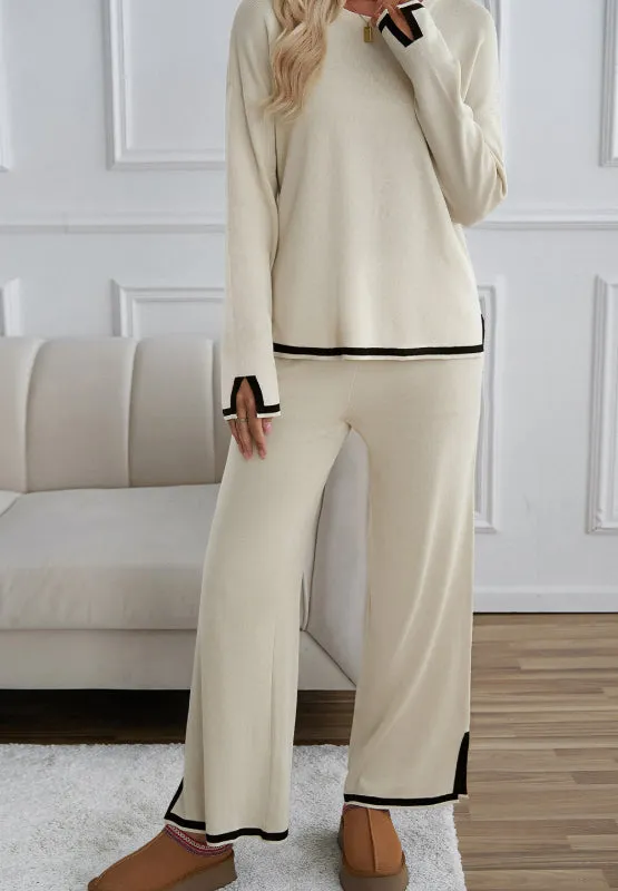 Trimmed Elegance Pants Set