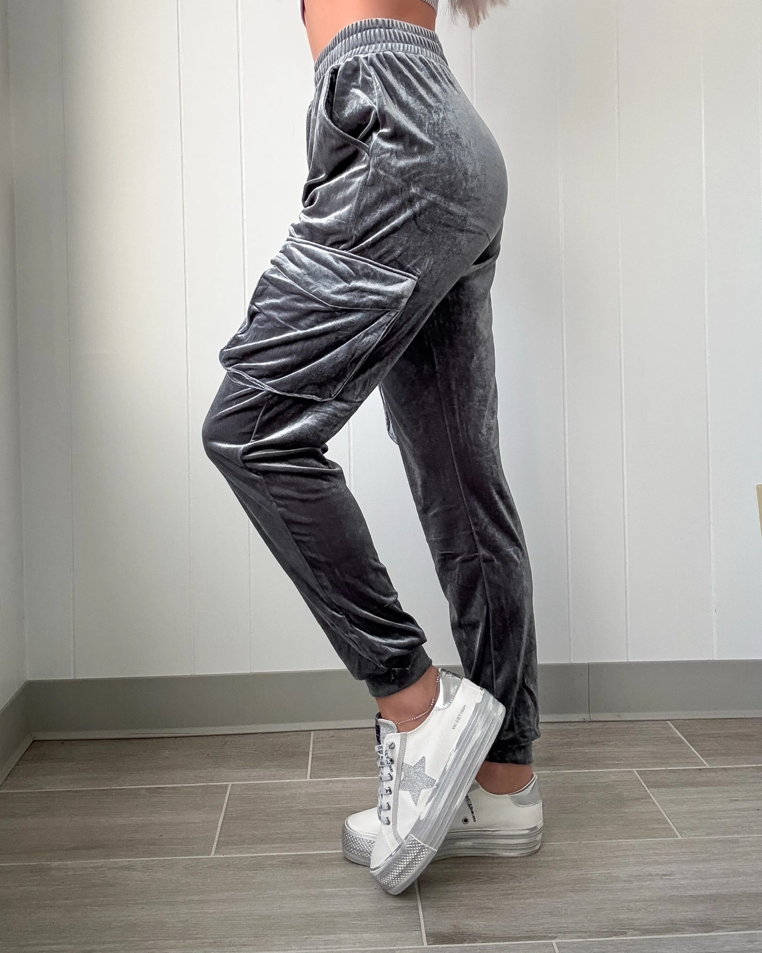 Velvet Edge Cargo Jogger - Grey