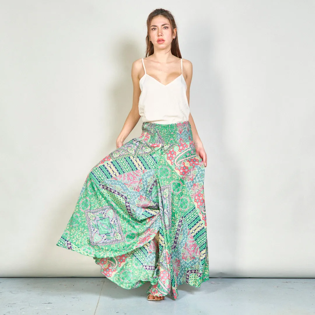 Vibrant paisley smocked wide-leg trousers wholesale