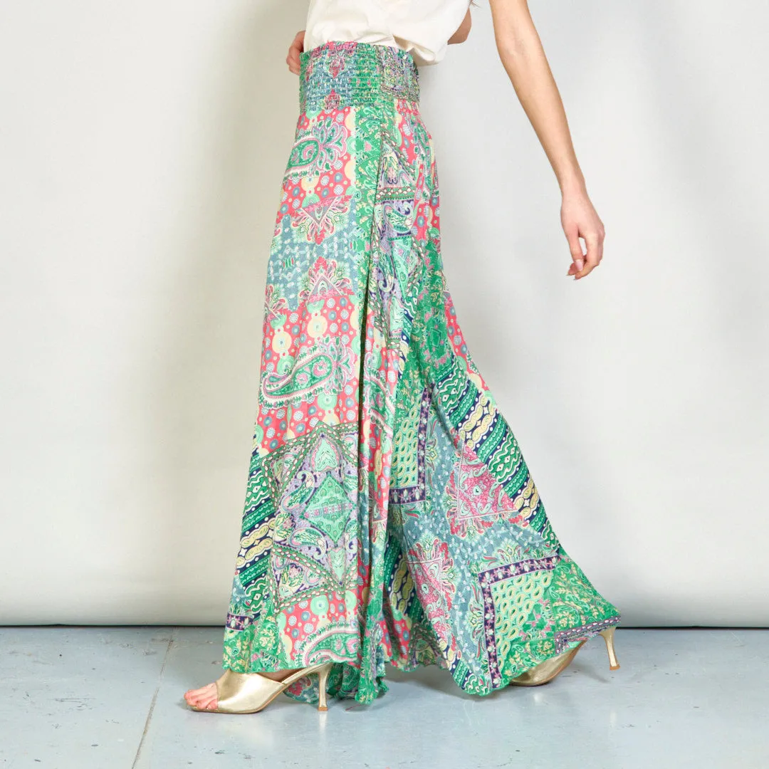 Vibrant paisley smocked wide-leg trousers wholesale