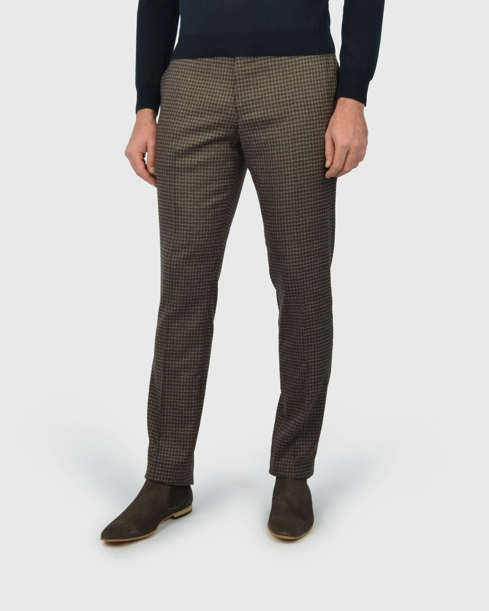VINCENT & FRANKS S217020058CVF BRN CHECK SLIM TROUSER