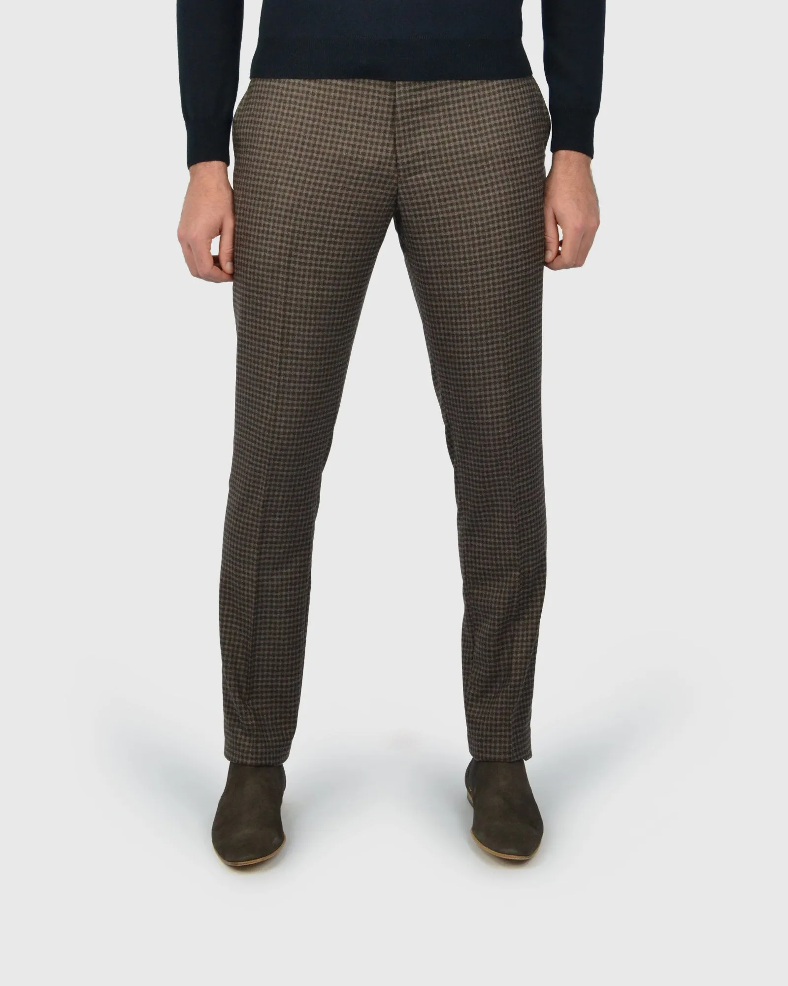 VINCENT & FRANKS S217020058CVF BRN CHECK SLIM TROUSER
