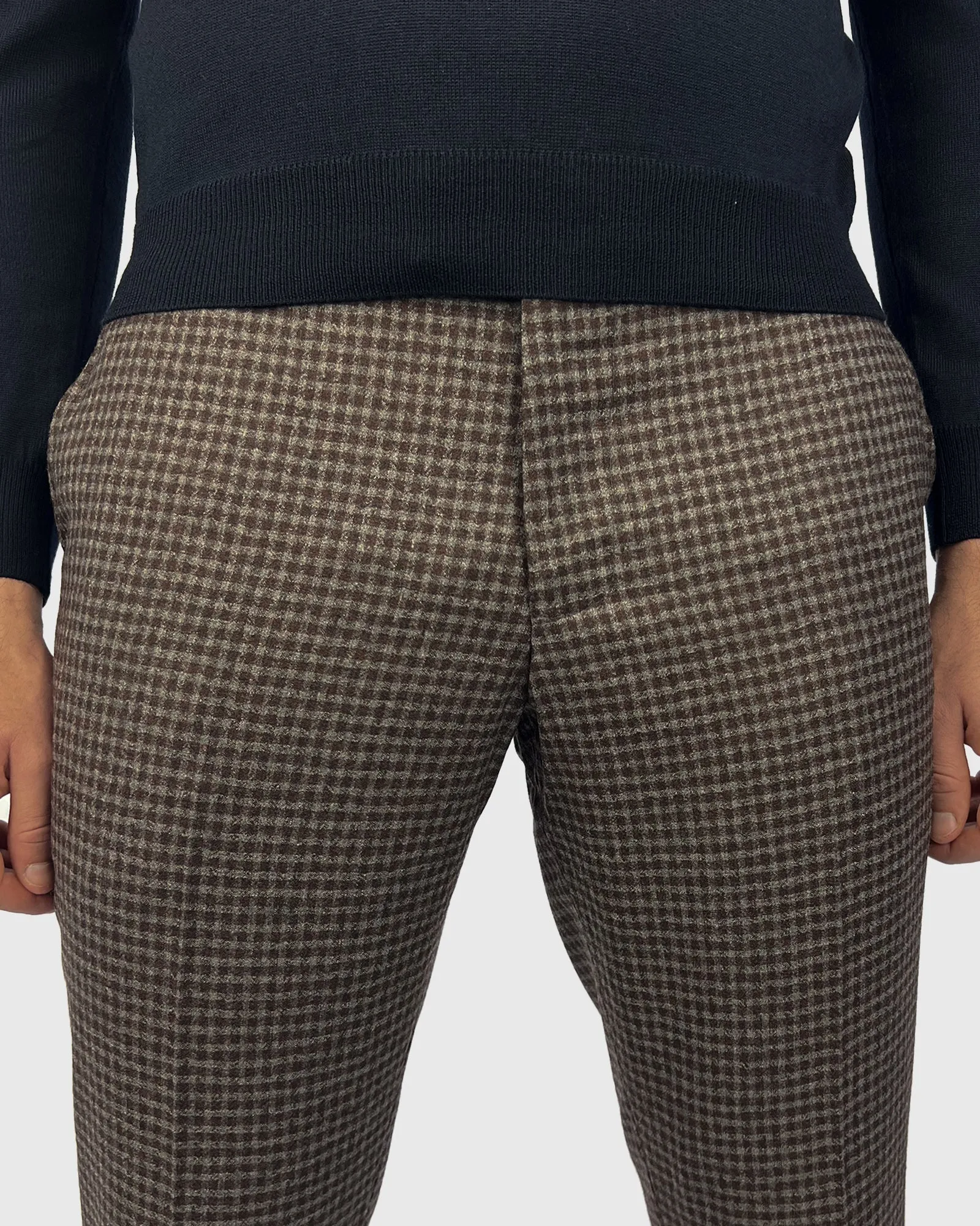 VINCENT & FRANKS S217020058CVF BRN CHECK SLIM TROUSER