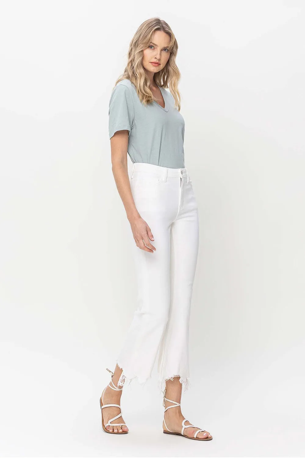 Vintage Highrise Frayed Flare Hem Jeans