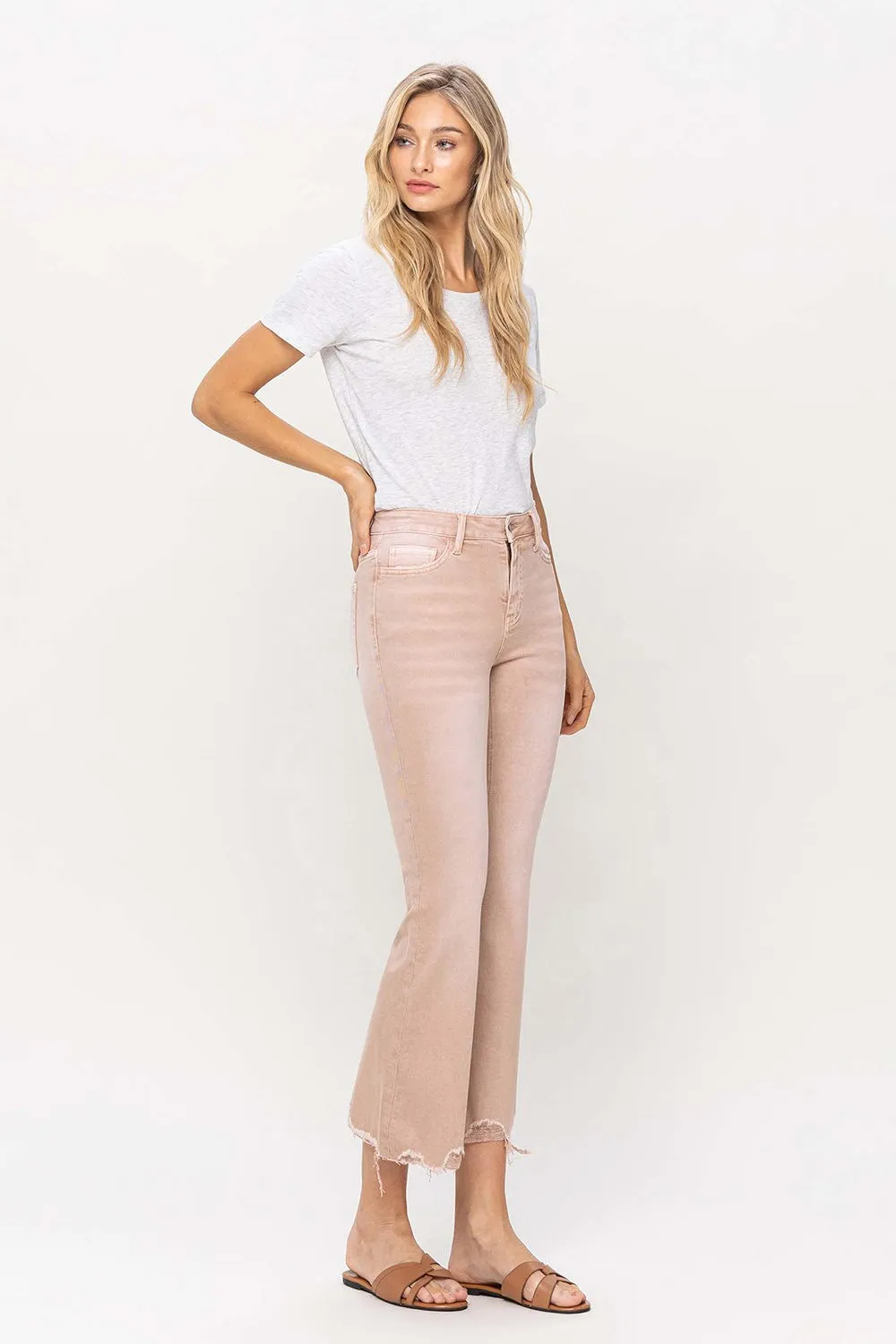 Vintage Highrise Frayed Flare Hem Jeans
