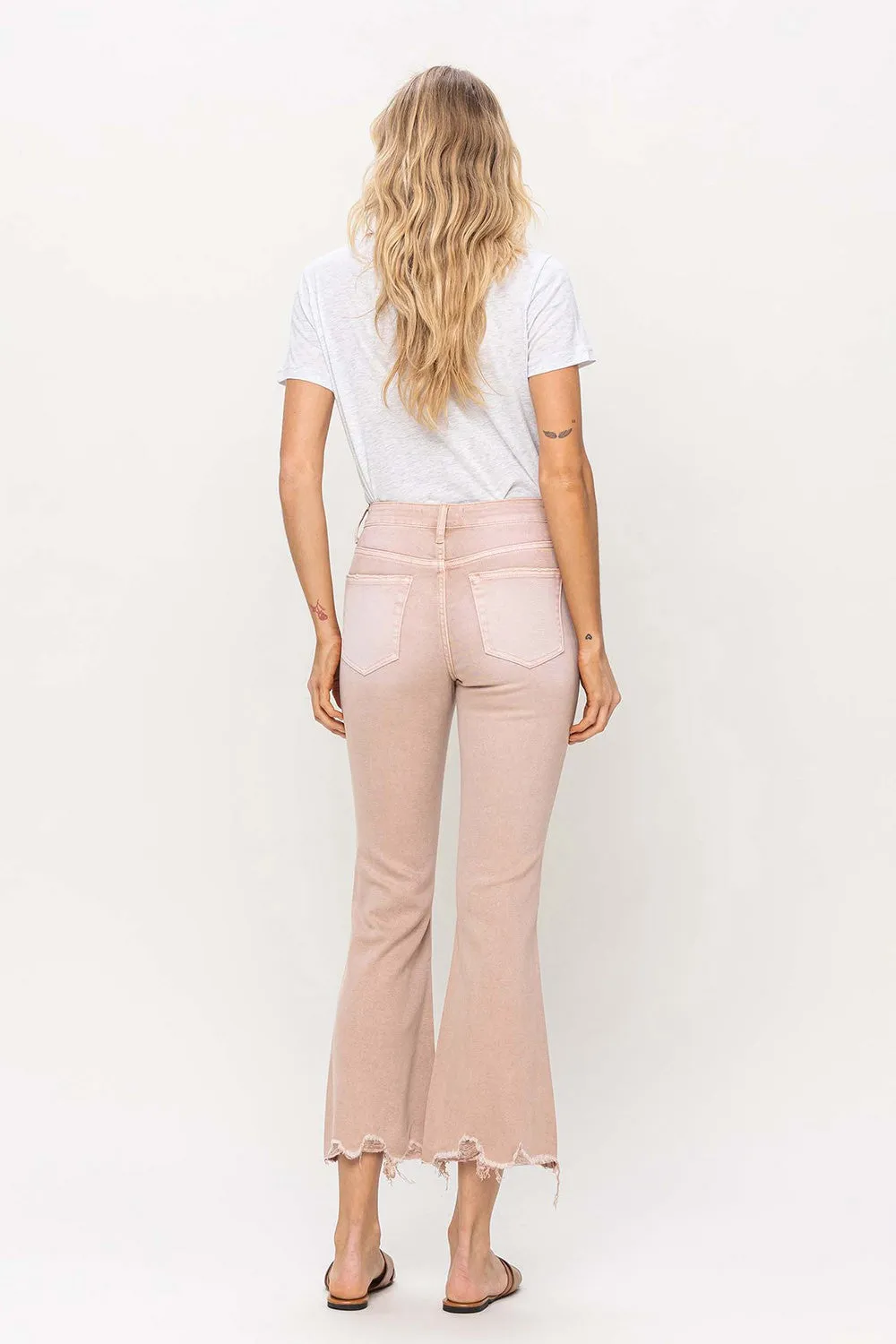 Vintage Highrise Frayed Flare Hem Jeans