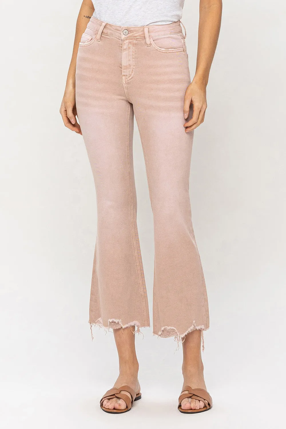 Vintage Highrise Frayed Flare Hem Jeans