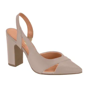 Vizzano 1285-4443 Block Heel Pointy Toe Slingback Pump in Taupe