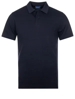 Waffle Texture Piqué Polo Shirt Evening Blue