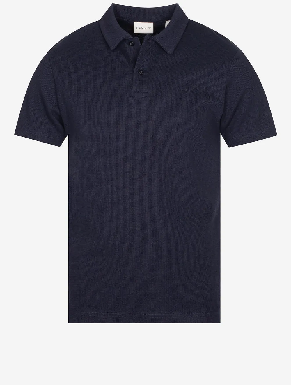Waffle Texture Short Sleeve Pique Polo Evening Blue