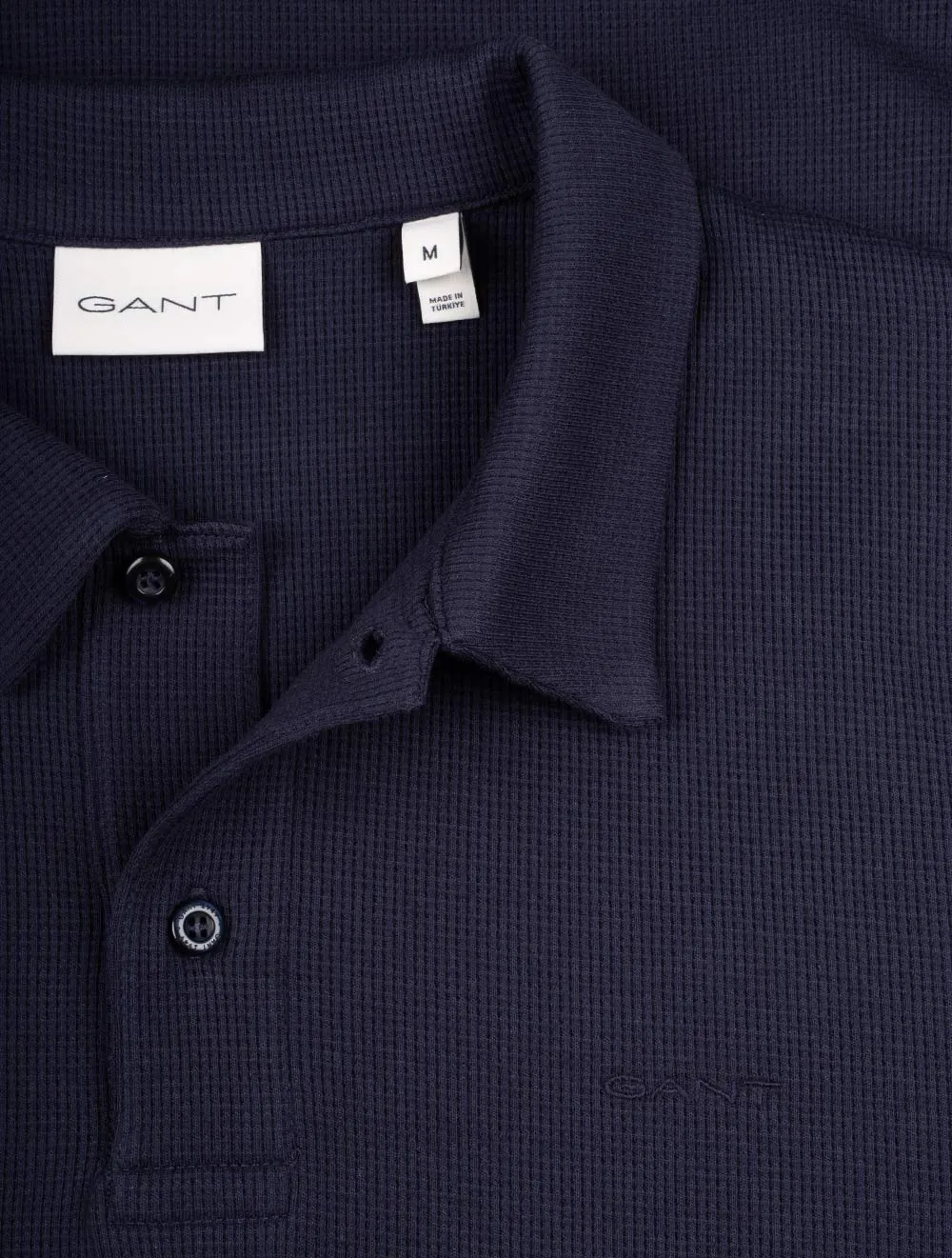 Waffle Texture Short Sleeve Pique Polo Evening Blue