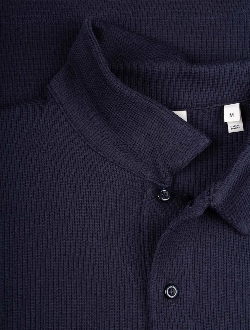 Waffle Texture Short Sleeve Pique Polo Evening Blue