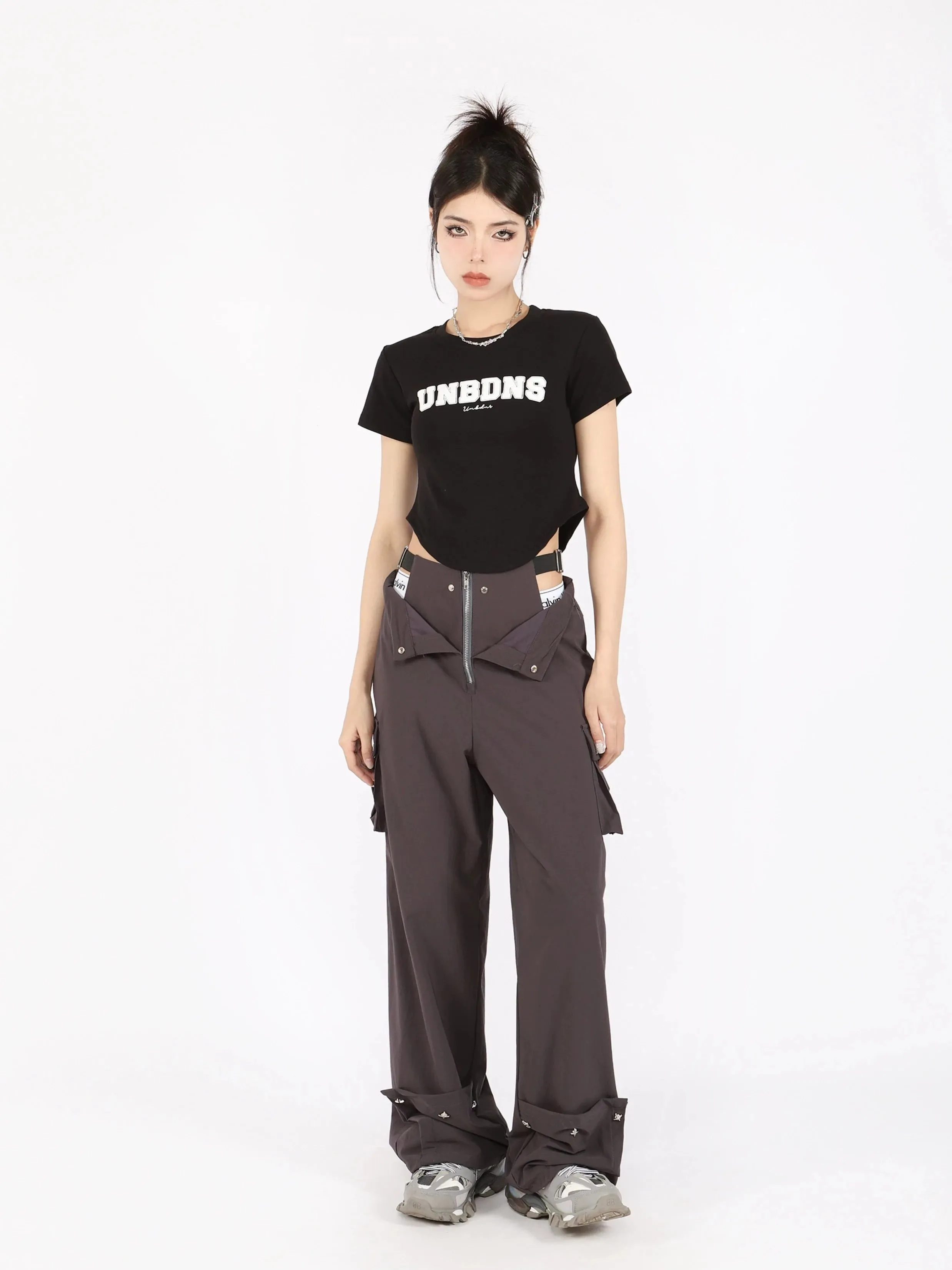 Waist-Layered Wide Leg Lightweight Cargo Pants