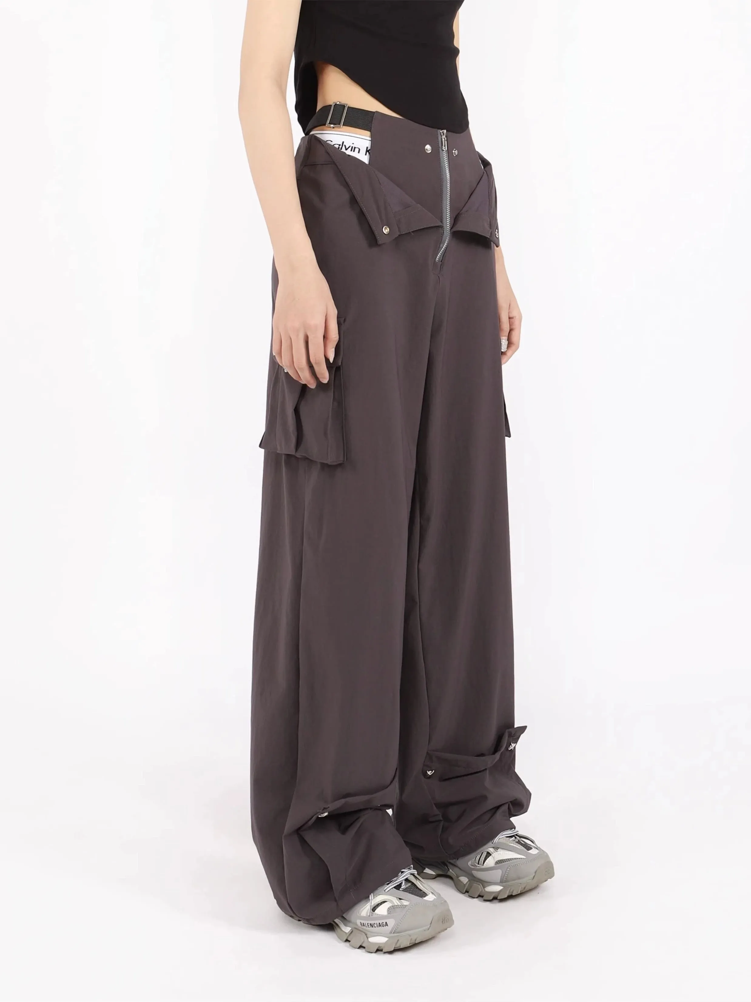 Waist-Layered Wide Leg Lightweight Cargo Pants