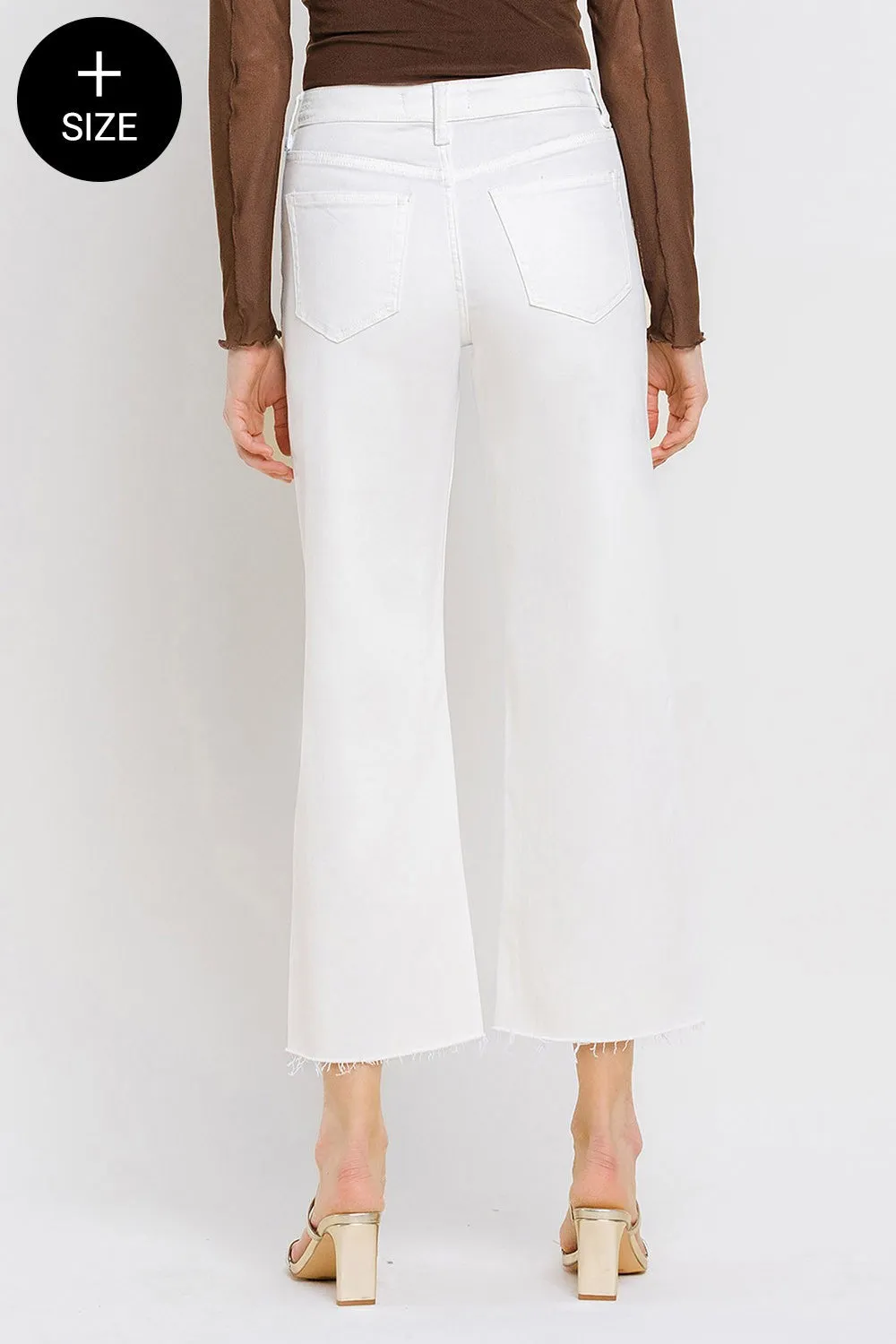White High Rise Crop Wide Leg