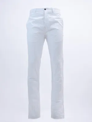 White Light Cotton Mix Crinkle Tailored Classic Cigarette Trousers