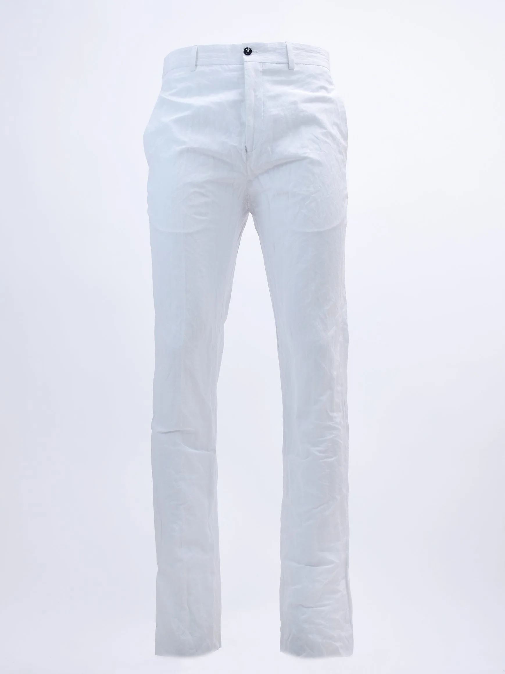 White Light Cotton Mix Crinkle Tailored Classic Cigarette Trousers