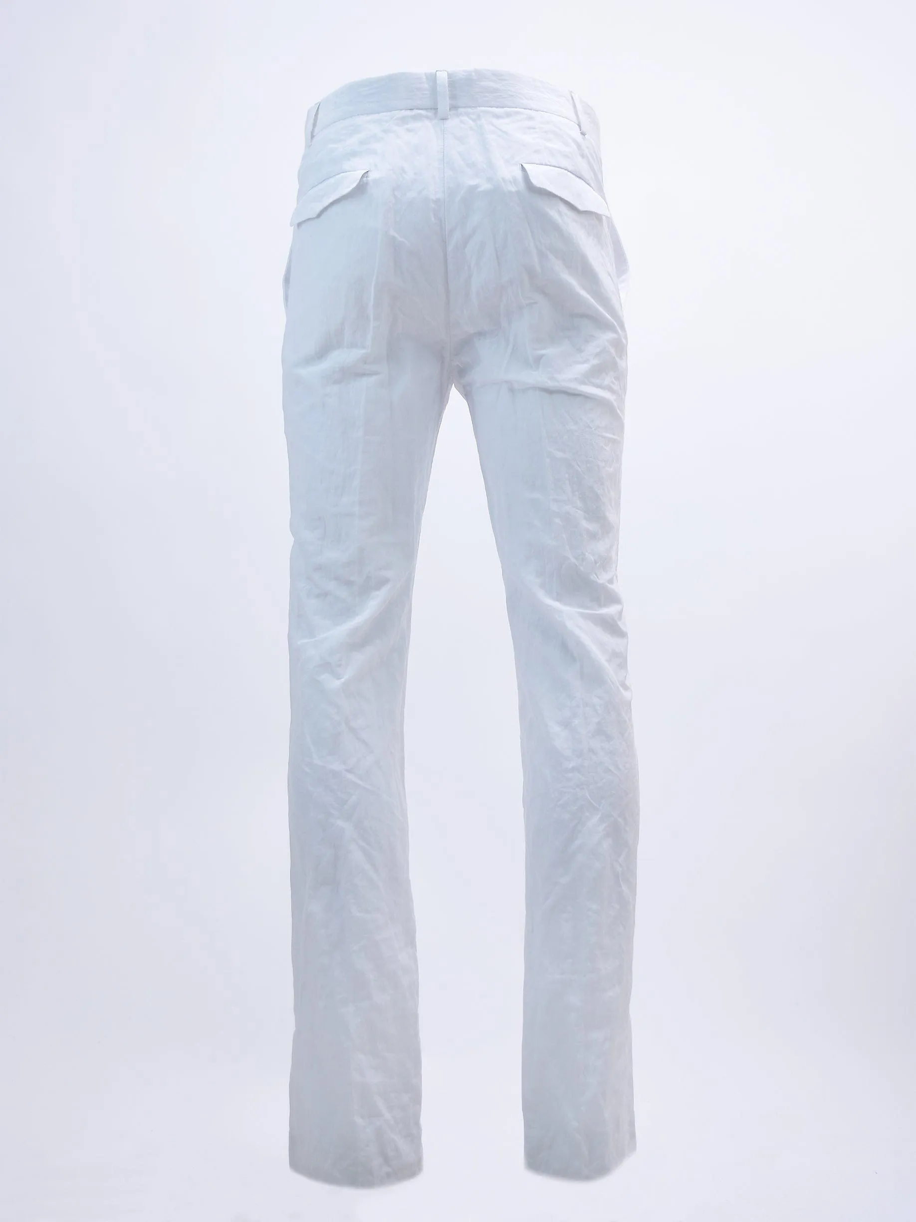 White Light Cotton Mix Crinkle Tailored Classic Cigarette Trousers