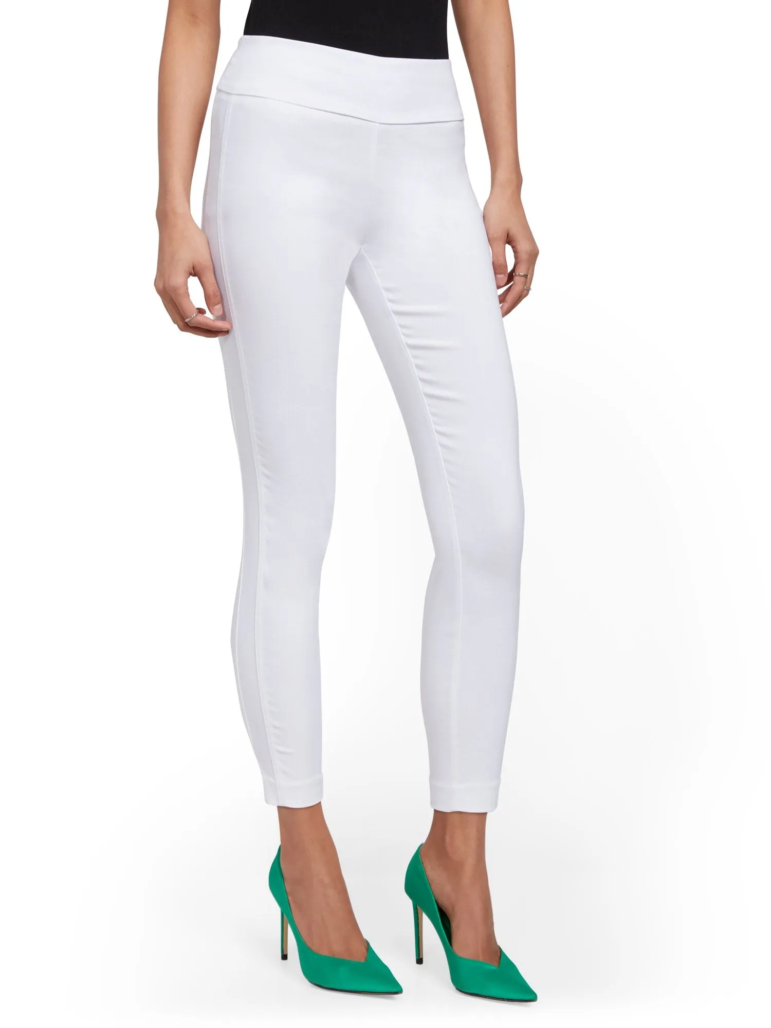 Whitney High-Waisted Pull-On Ankle Pant - White