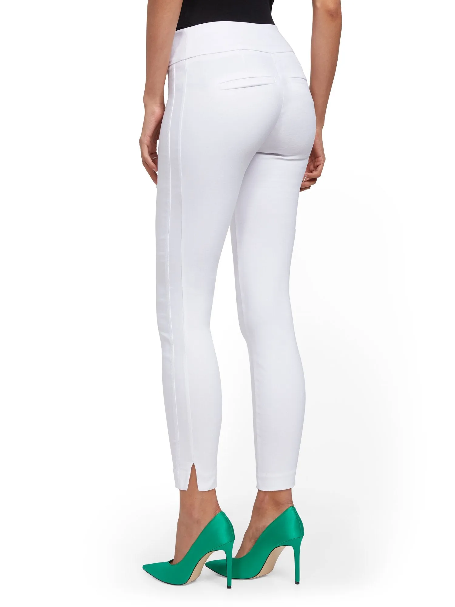 Whitney High-Waisted Pull-On Ankle Pant - White