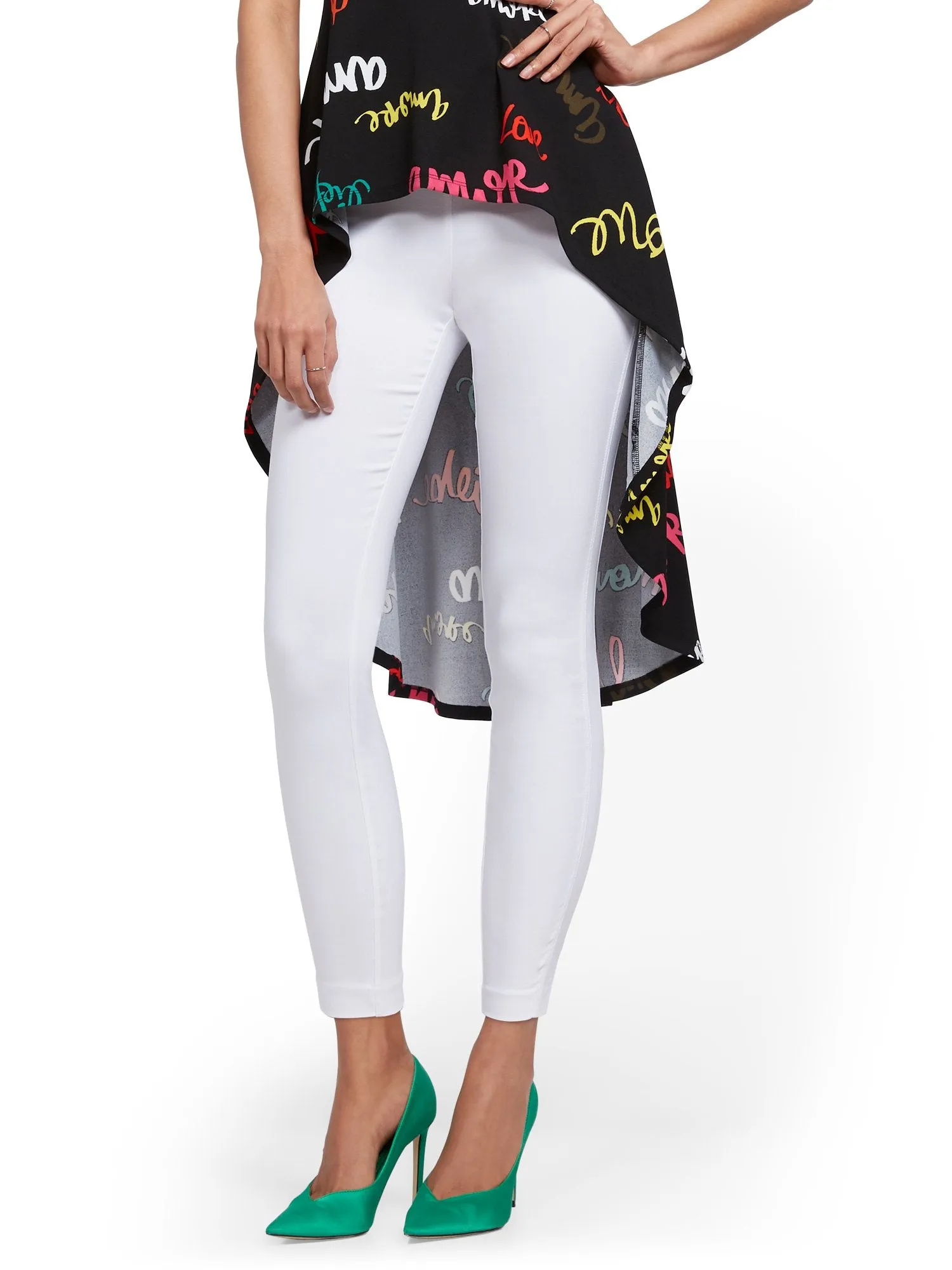 Whitney High-Waisted Pull-On Ankle Pant - White