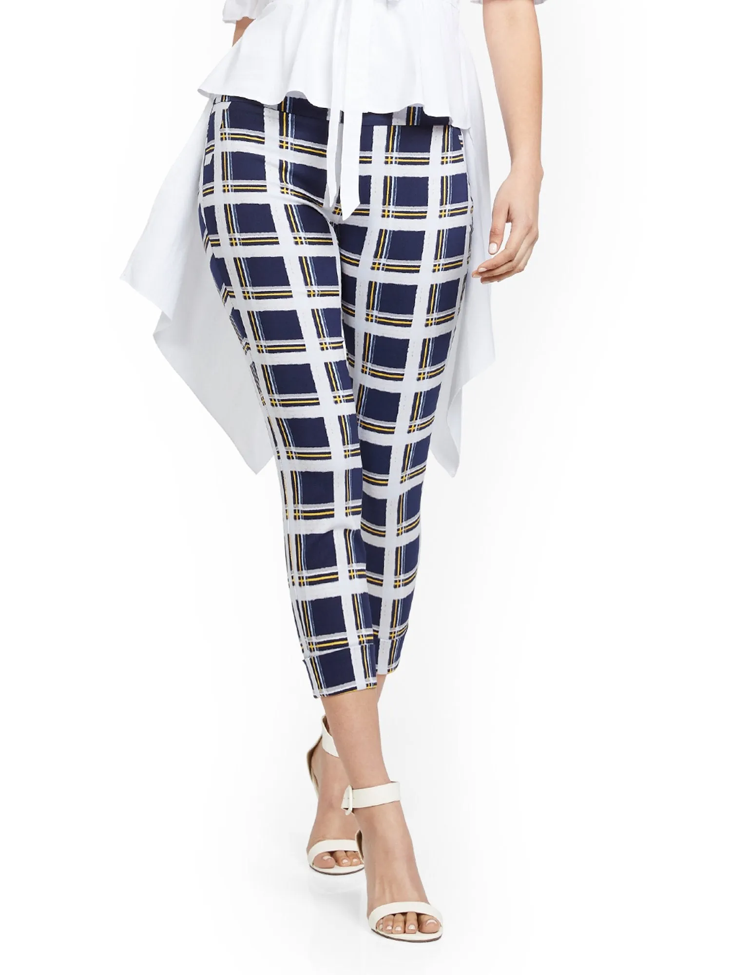 Whitney High-Waisted Pull-On Capri Pant - Plaid