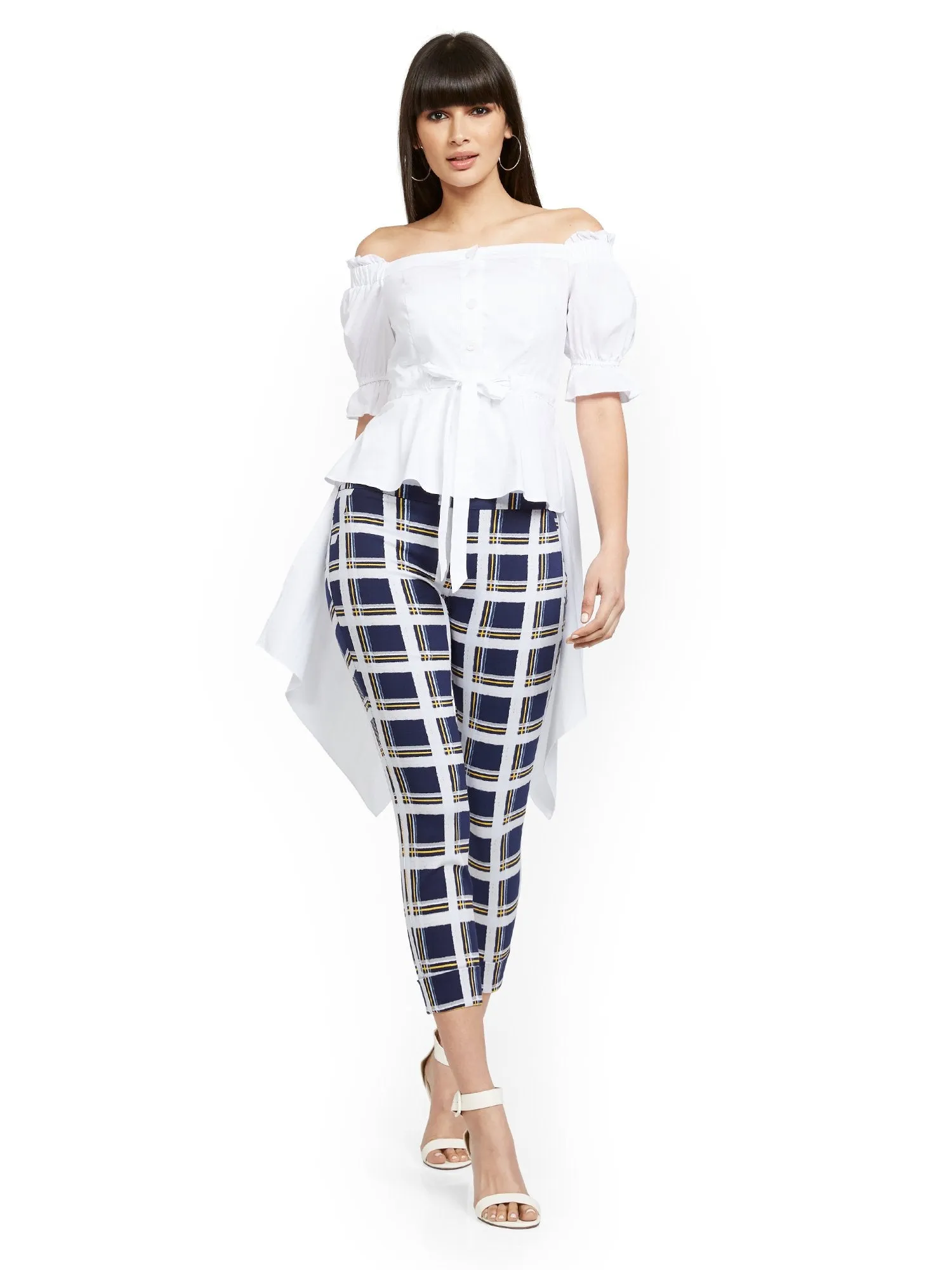 Whitney High-Waisted Pull-On Capri Pant - Plaid
