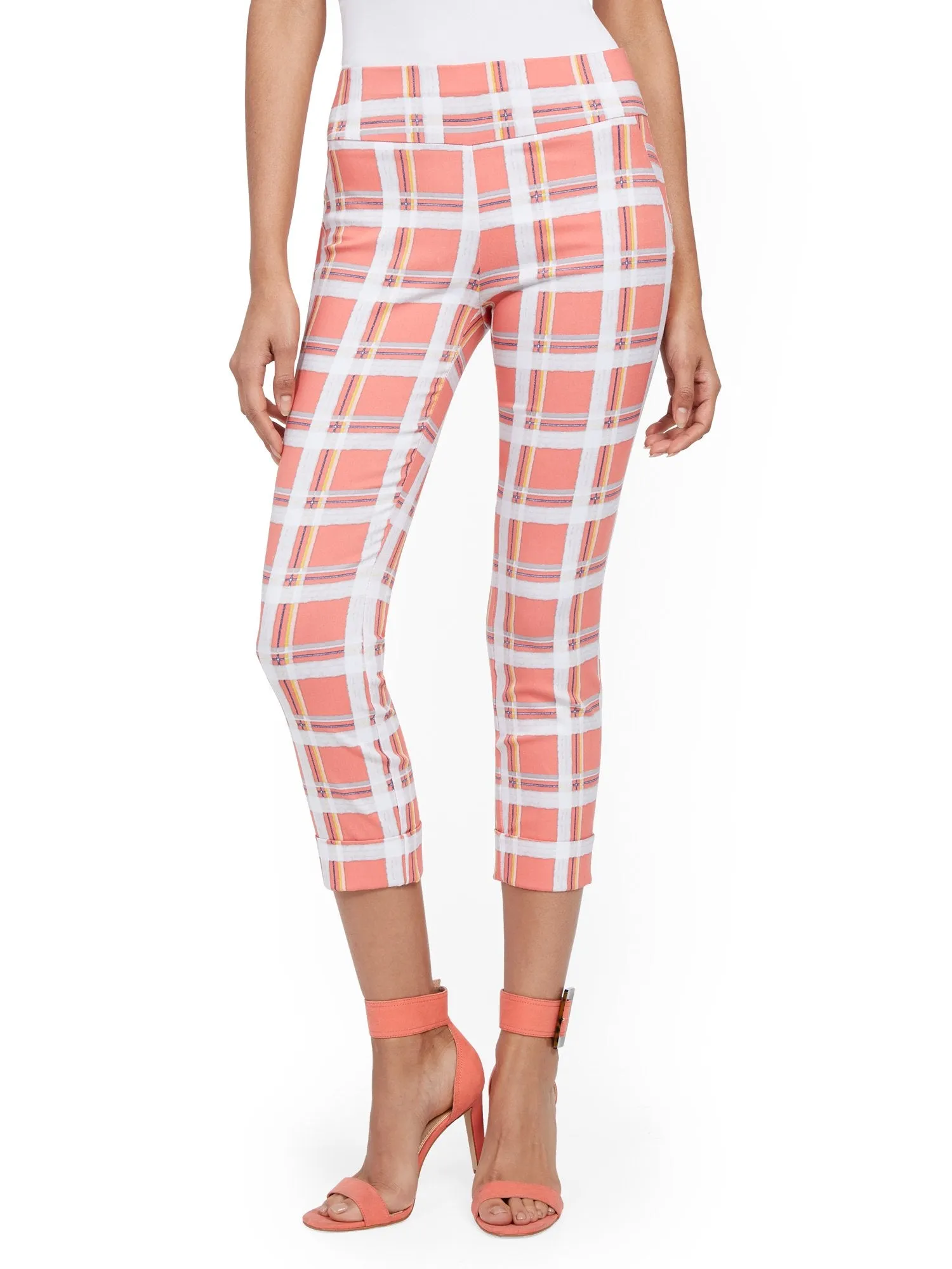 Whitney High-Waisted Pull-On Capri Pant - Plaid