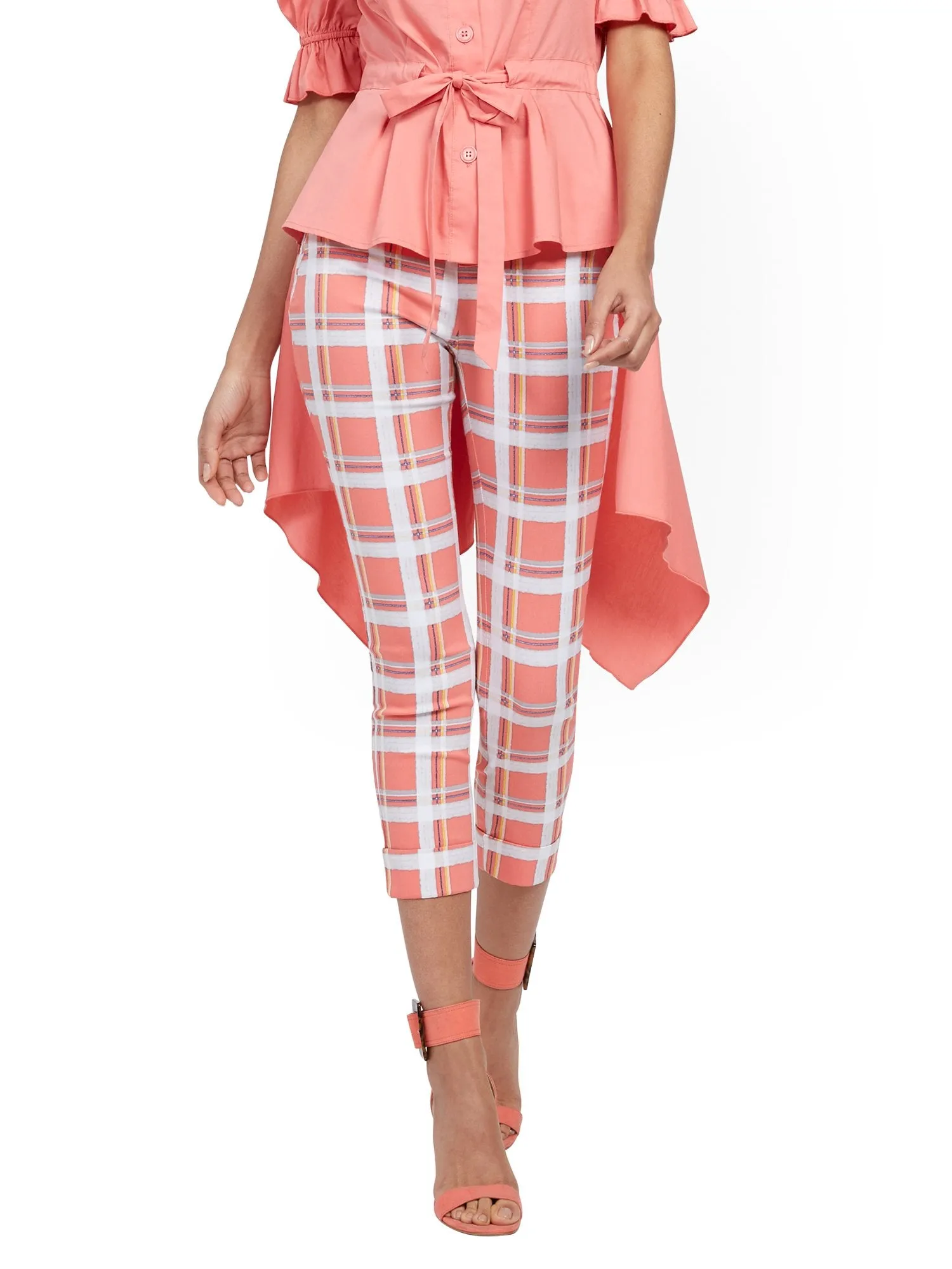 Whitney High-Waisted Pull-On Capri Pant - Plaid