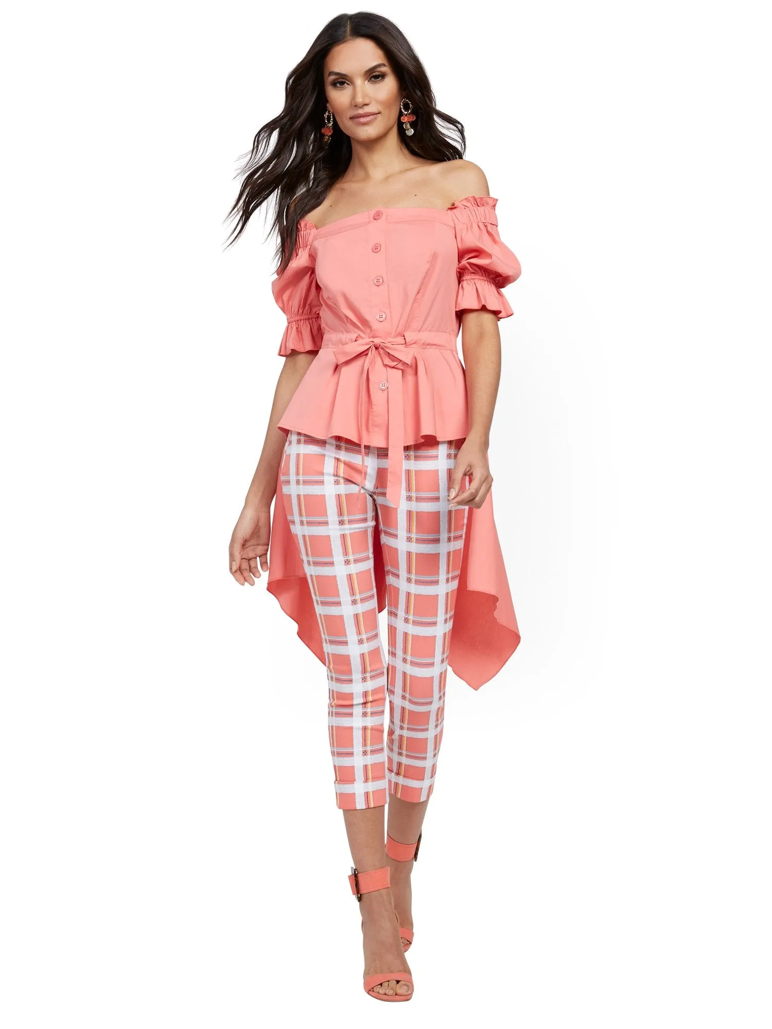 Whitney High-Waisted Pull-On Capri Pant - Plaid