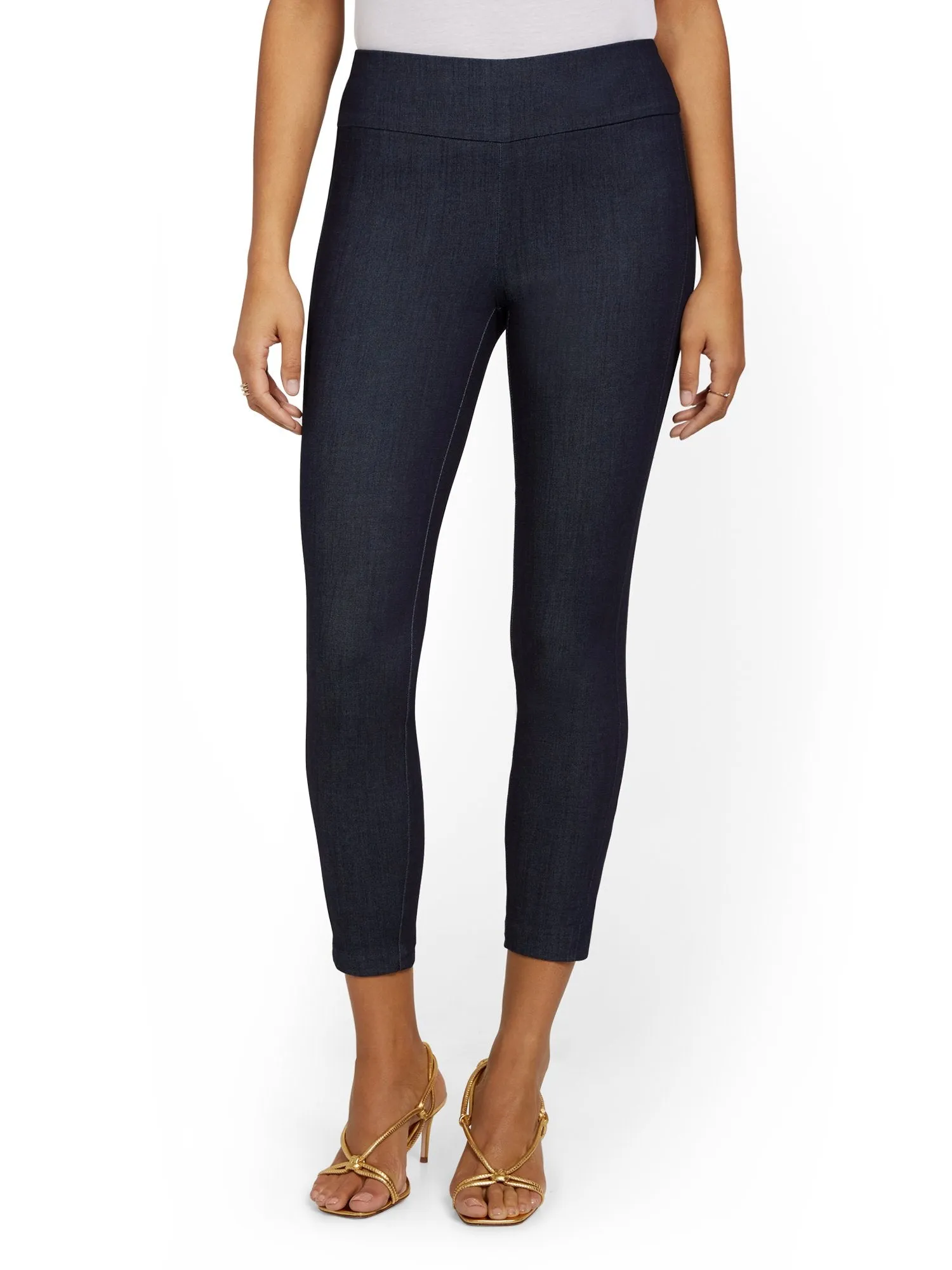 Whitney High-Waisted Pull-On Slim-Leg Ankle Pant - Navy