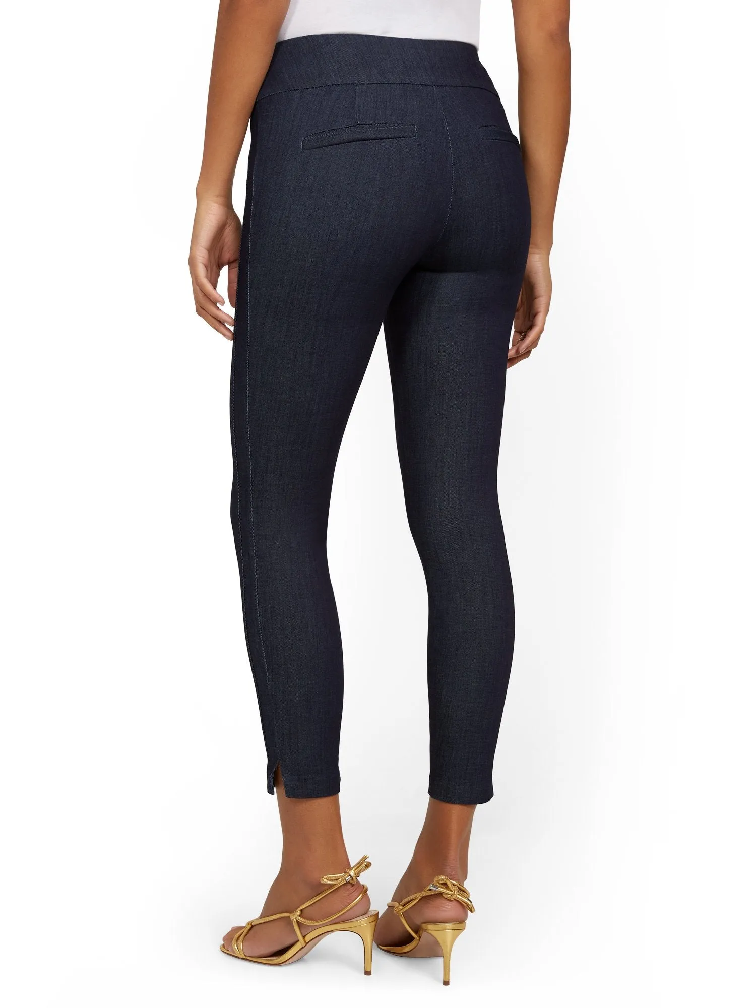 Whitney High-Waisted Pull-On Slim-Leg Ankle Pant - Navy