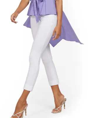 Whitney High-Waisted Pull-On Slim-Leg Capri Pant - White