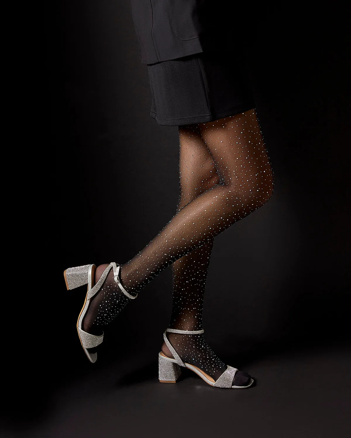 Women's All Over Rhinestone Nylon Sheer Tights