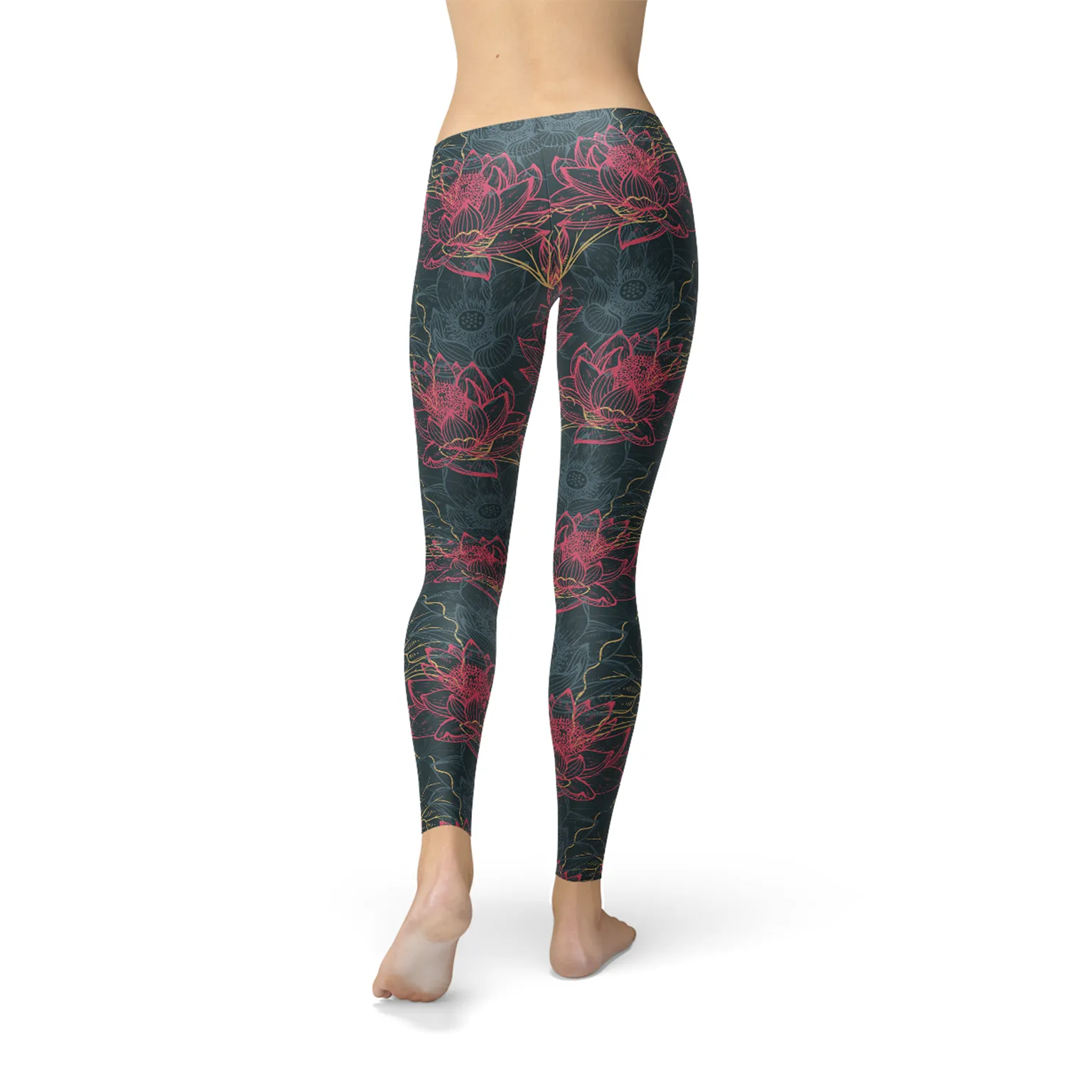 Women's Eye-Catching Floral Lotus Fitness Leggings