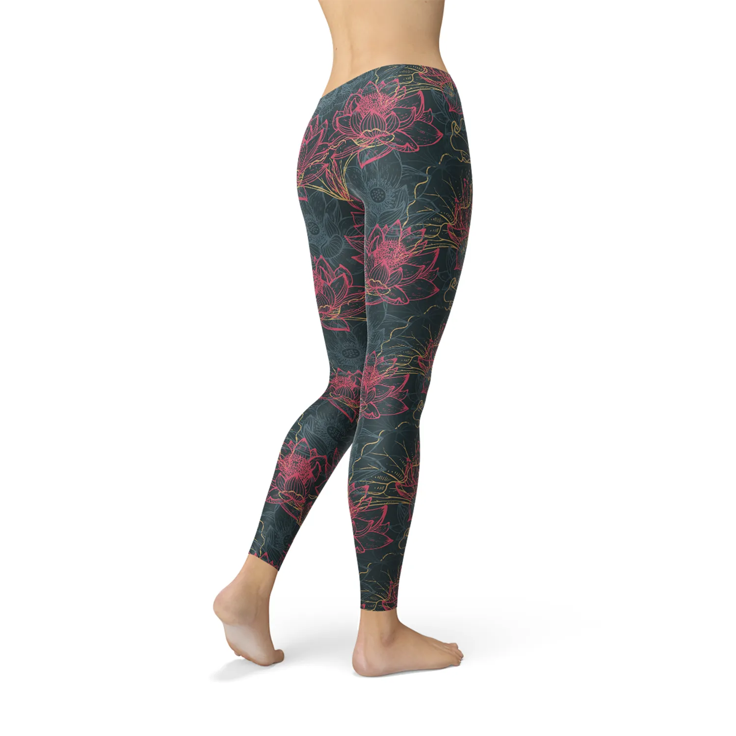 Women's Eye-Catching Floral Lotus Fitness Leggings