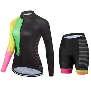 Women's Fashion Long Sleeve Cycling Jersey Sets 2023 Conjunto Feminino Ciclismo Short Pants Gel Pad Summer